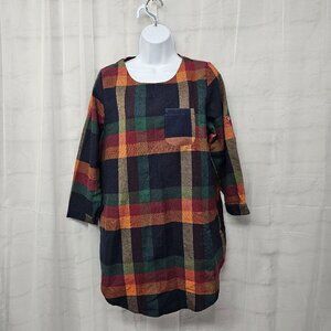 Cellabie Tunic Blouse Green Plaid Flannel Grunge Casual XS NWT
